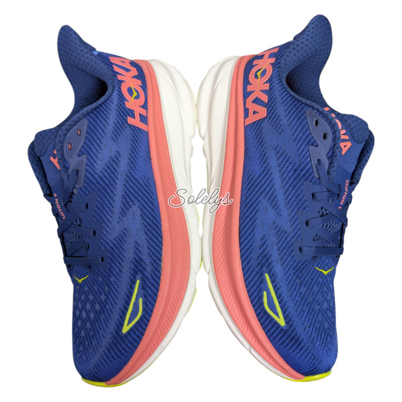 HOKA ONE ONE Clifton 9 Evening Sky Coral Blue Run Walking Sneaker Womens 9B - Picture 9 of 12